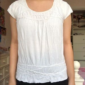 White Top Shirt Blouse with Line detailing